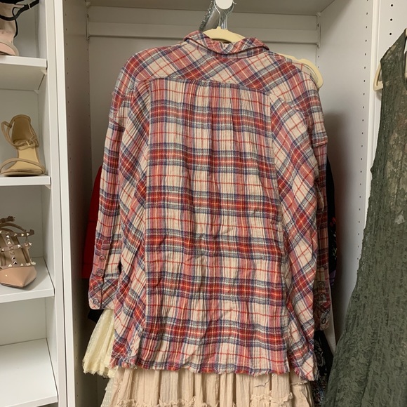 NWT FREE PEOPLE JUNIPER RIDGE PLAID HERRINGBONE BUTTON DOWN LONG SLEEVE SHIRT - Picture 7 of 7